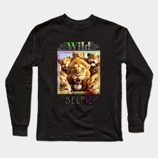 Lion King Wild Nature Funny Happy Humor Photo Selfie Long Sleeve T-Shirt